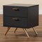 Baxton Studio Kelson Modern and Contemporary Dark Grey and Gold Finished Wood 2-Drawer Nightstand 189-11578-ZORO - alternate 3